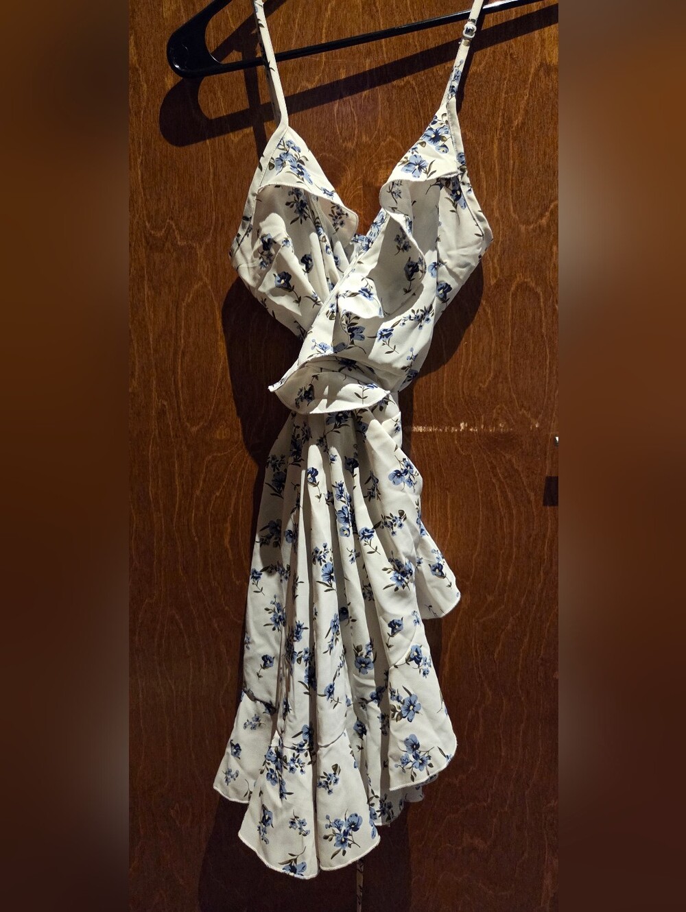 Lulu's White Mini Dress with Blue Floral Print